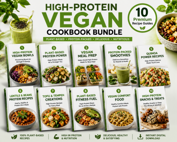 High-Protein Vegan Cookbook Bundle: 10 Guides to Build Muscle & Eat Plant-Based”